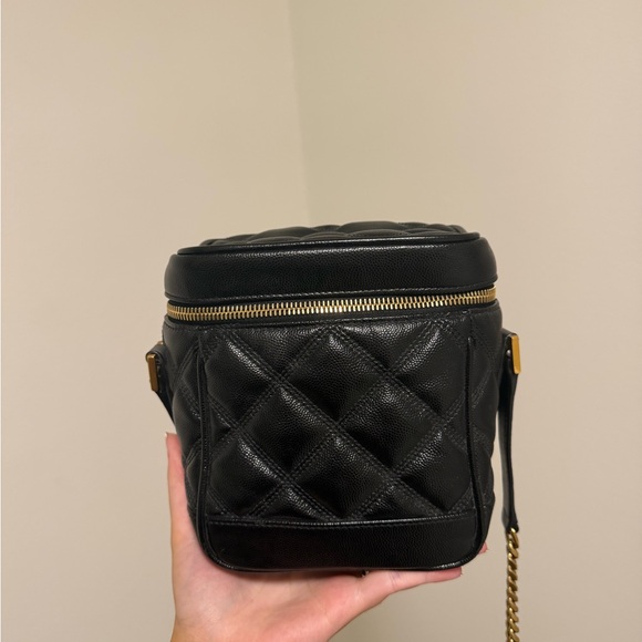 Saint Laurent Black Quilted Leather Crossbody Vanity Bag with Gold Hardware - Picture 2 of 9